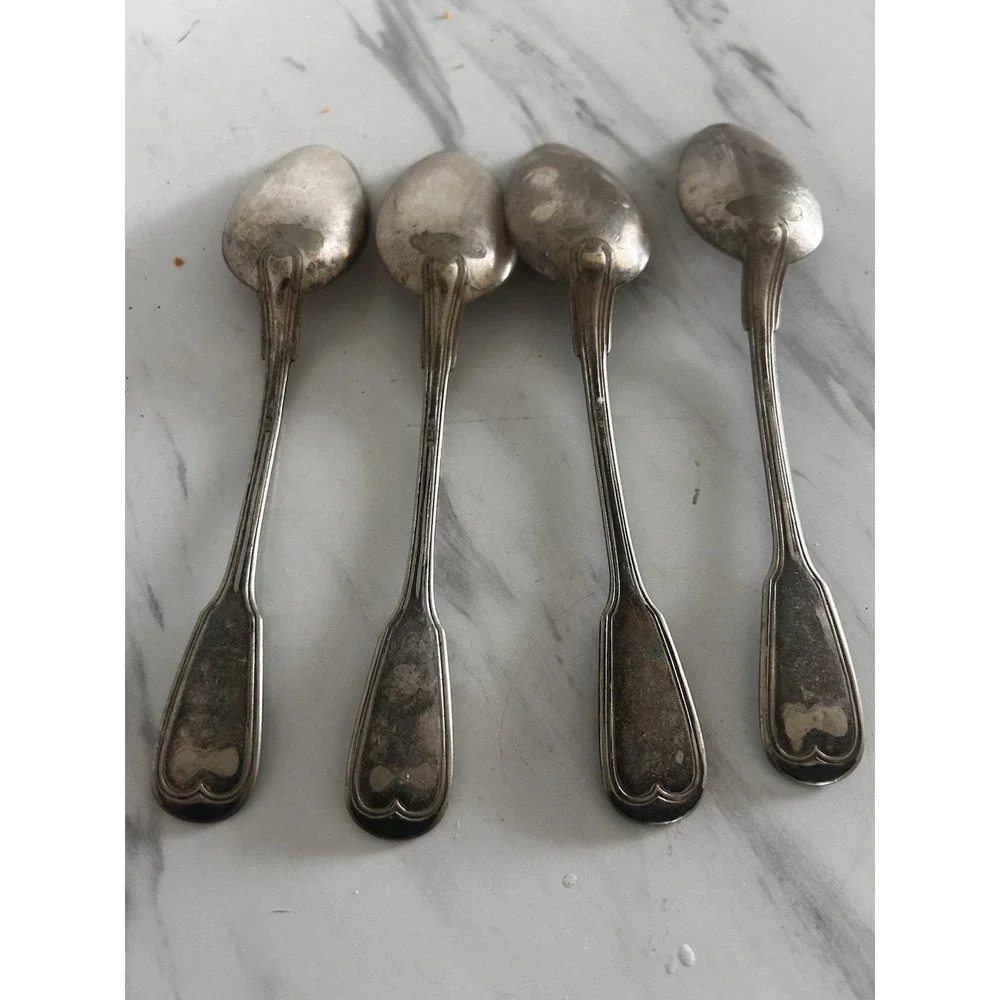 Antique Christofle France Silver Plated Dinner Serving Spoons Lot of 4 Fiddle A